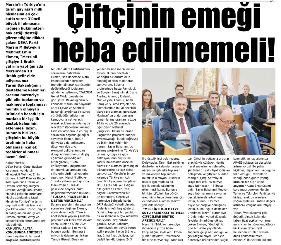 ÇİFTÇİNİN EMEĞİ HEBA EDİLMEMELİ!