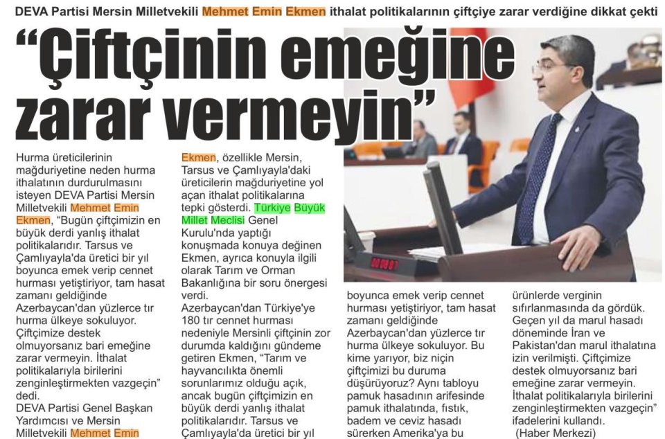  ''ÇİFTÇİNİN EMEĞİNE ZARAR VERMEYİN''