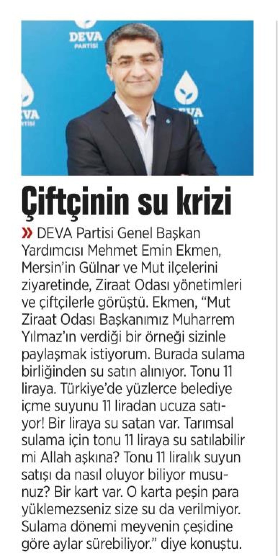 ÇİFTÇİNİN SU KRİZİ