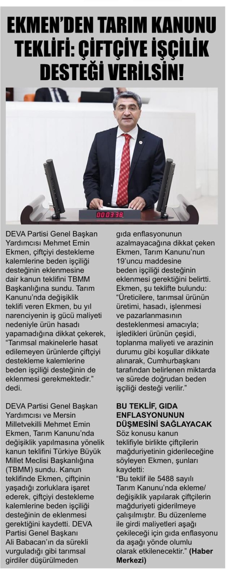 ÇİFTÇİYE İŞÇİLİK DESTEĞİ VERİLSİN