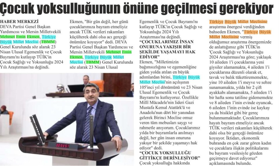 ÇOCUK YOKSULLUĞUNUN ÖNÜNE GEÇİLMESİ GEREKİYOR