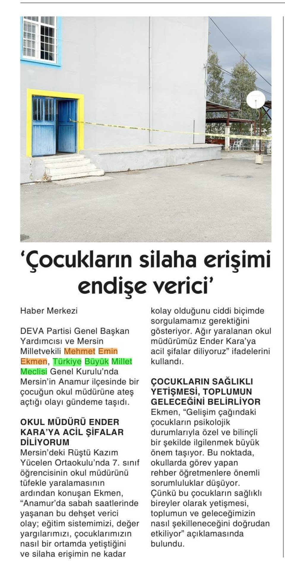 'ÇOCUKLARIN SİLAHA ERİŞİMİ ENDİŞE VERİCİ'