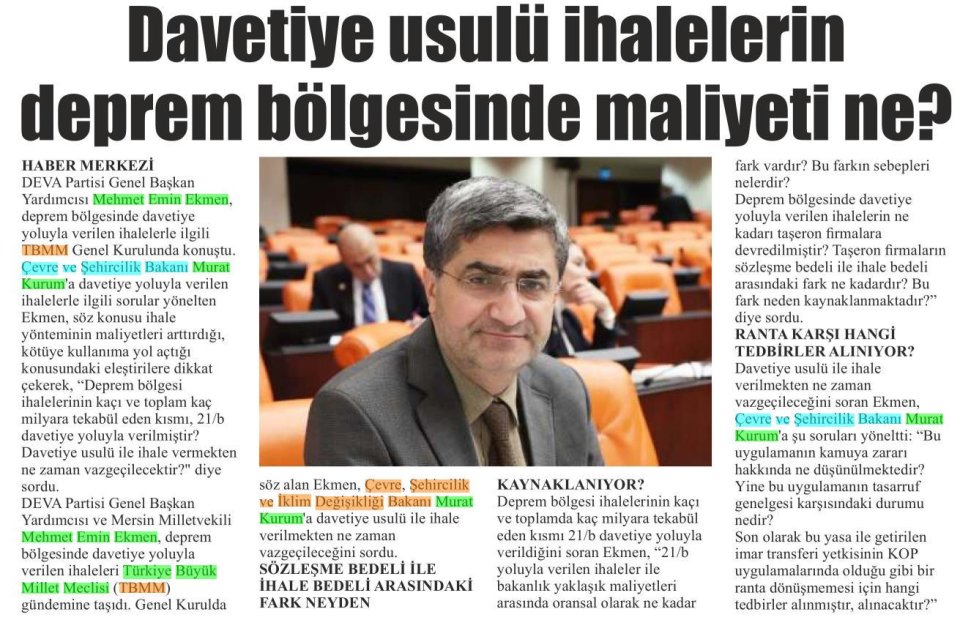 DAVETİYE USULÜ İHALELERİN DEPREM BÖLGESİNDE MALİYETİ NE
