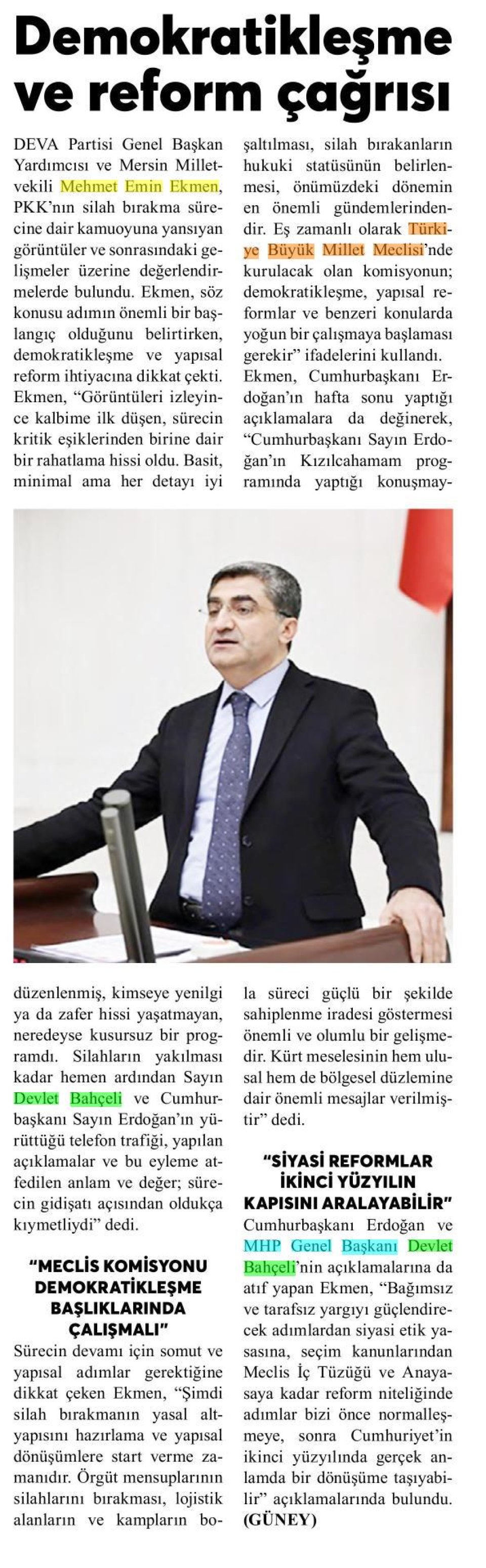 DEMOKRATİKLEŞME VE REFORM ÇAĞRISI
