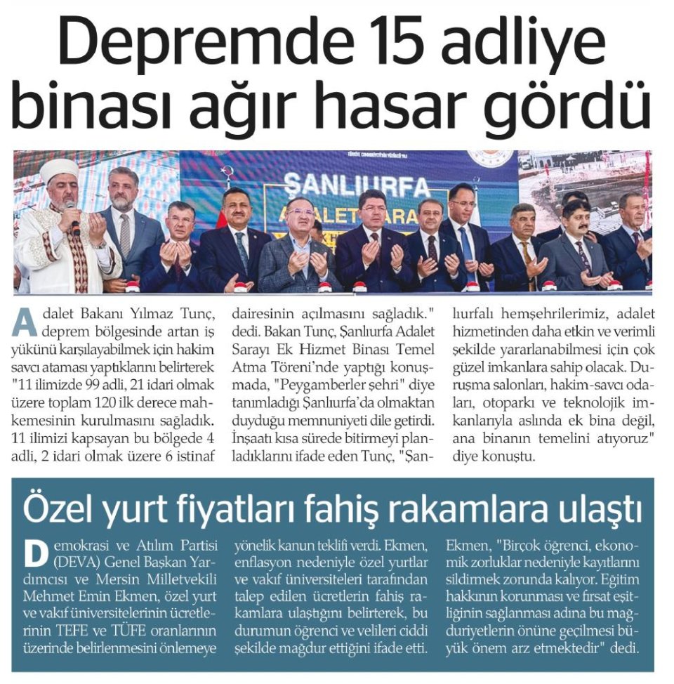 DEPREMDE 15 ADLİYE BİNASI AĞIR HASAR GÖRDÜ