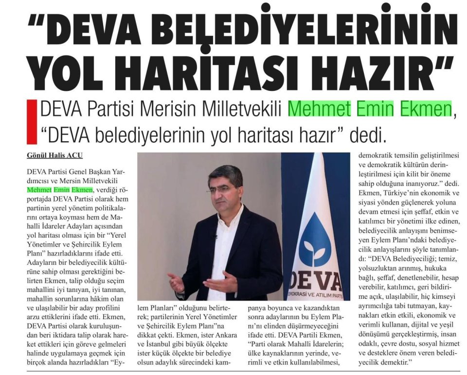 DEVA BELEDİYELERİNİN YOL HARİTASI HAZIR