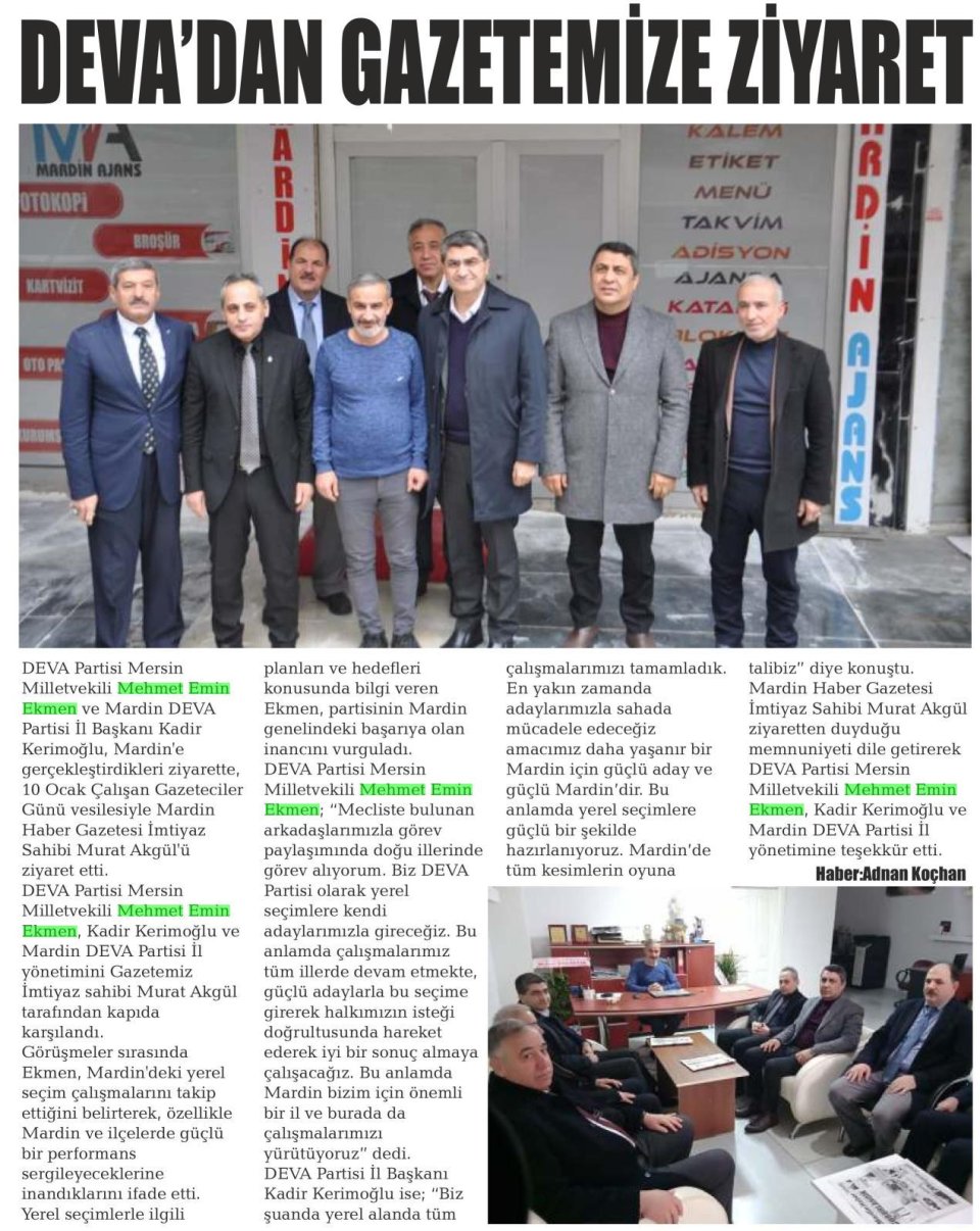 DEVA'DAN GAZETEMİZE ZİYARET
