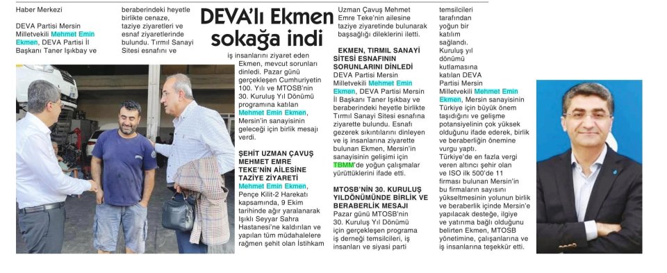 DEVA LI EKMEN SOKAĞA İNDİ