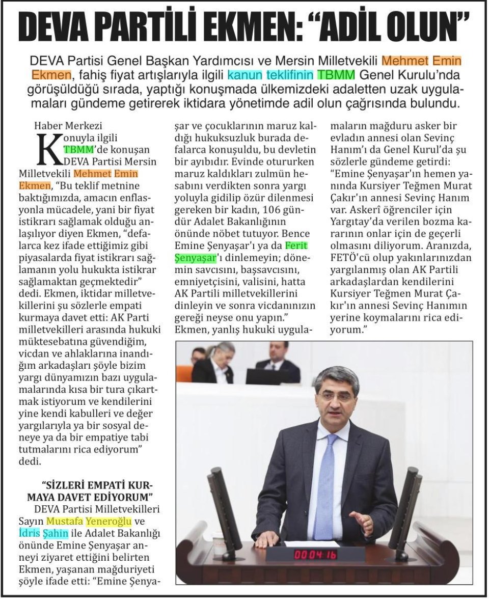 DEVA PARTİLİ EKMEN