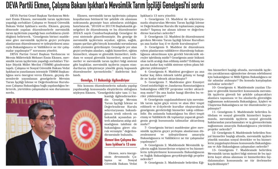 DEVA PARTİLİ EKMEN