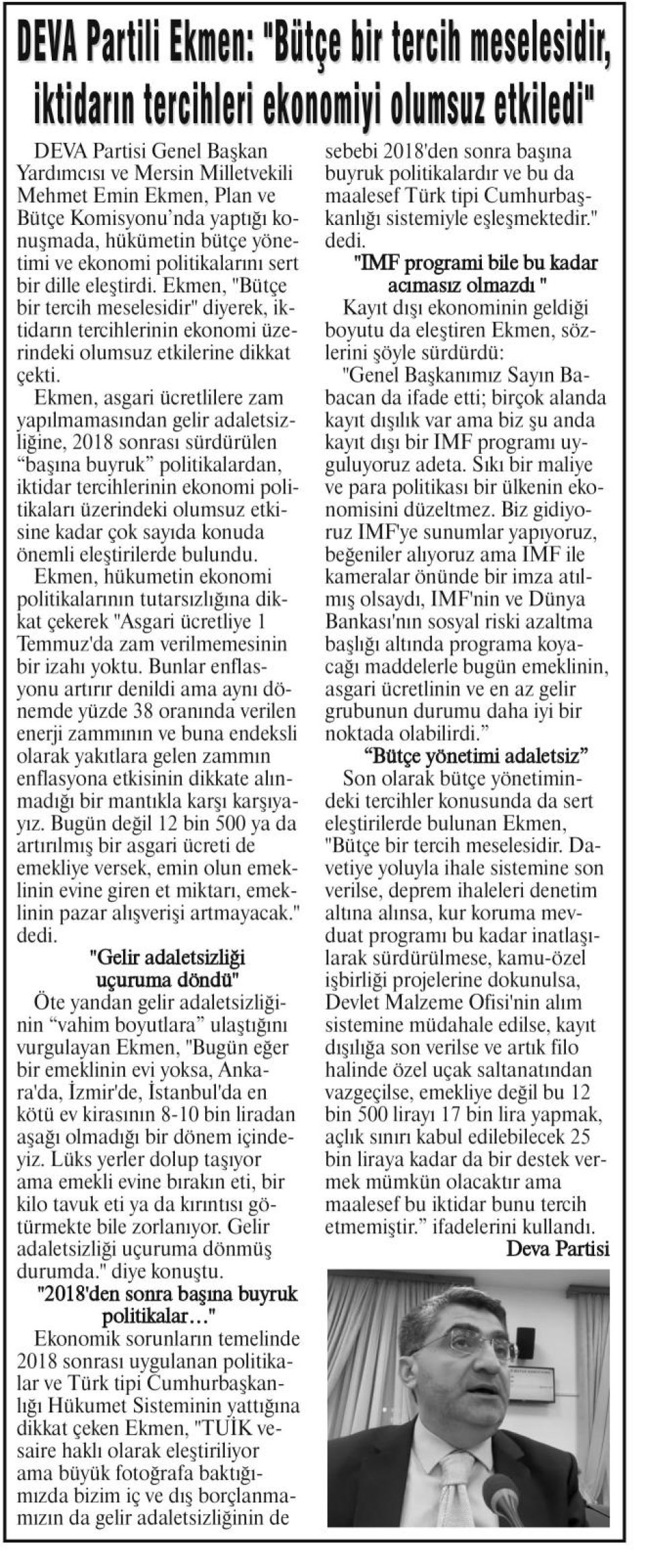 DEVA PARTİLİ EKMEN