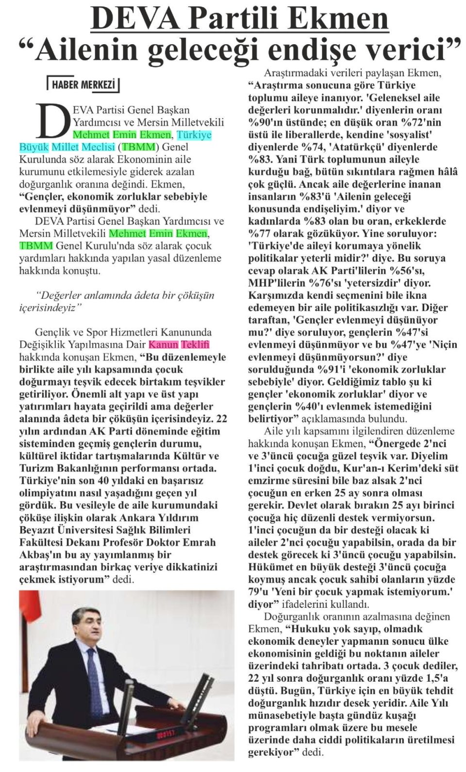 DEVA PARTİLİ EKMEN 