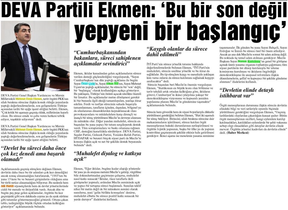 DEVA PARTİLİ EKMEN: BU BİR SON DEĞİL YEPYENİ BİR BAŞLANGIÇ