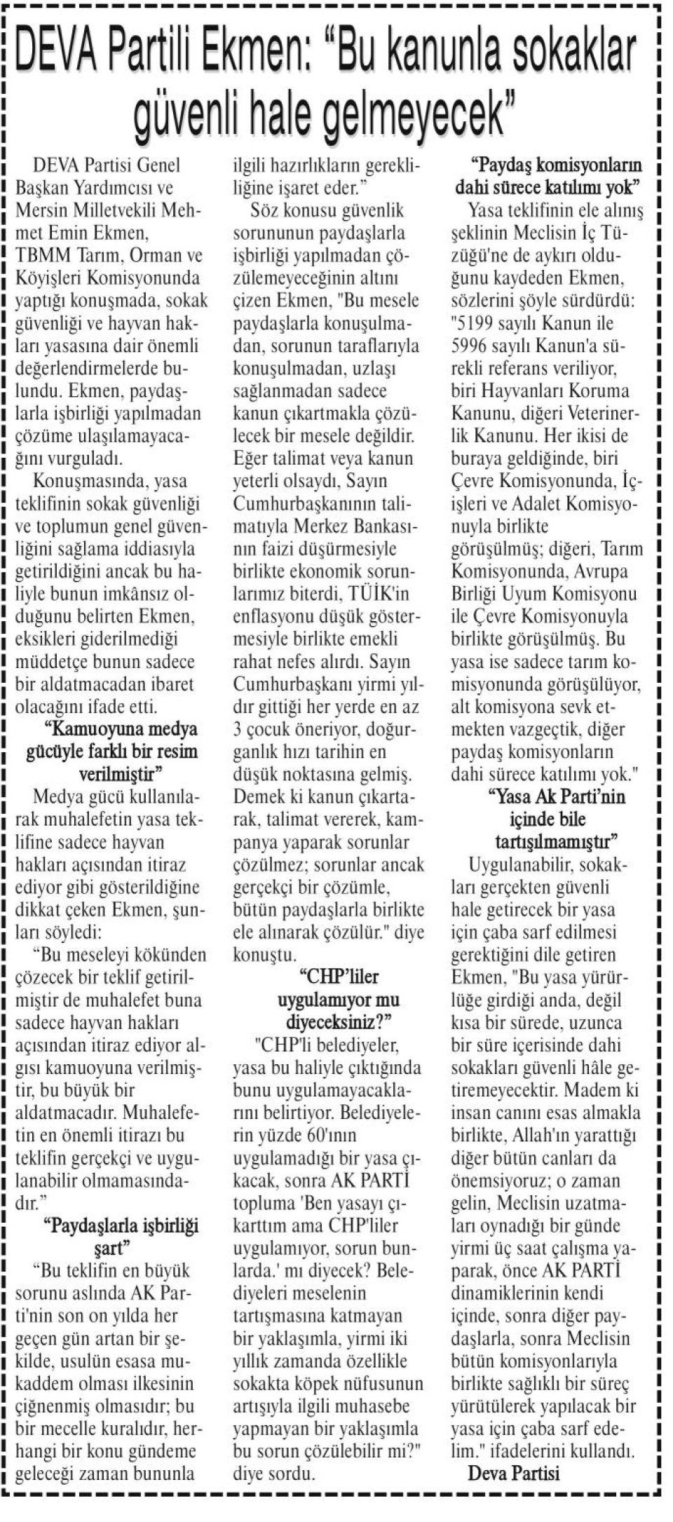 DEVA PARTİLİ EKMEN: 