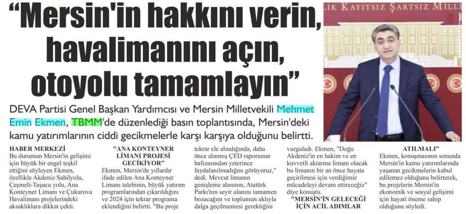 DEVA PARTİLİ EKMEN: 