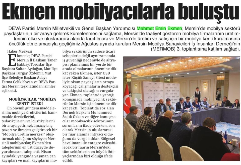 DEVA PARTİLİ EKMEN MOBİLYACILARLA BULUŞTU