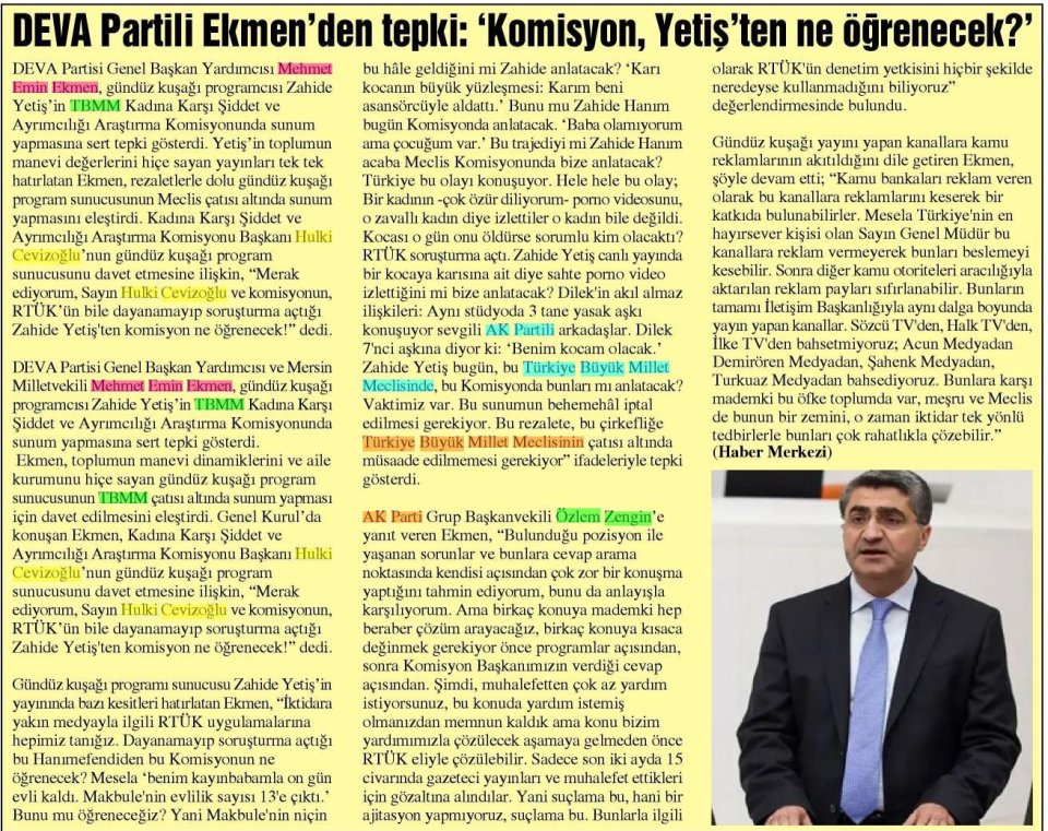 DEVA PARTİLİ EKMEN'DEN TEPKİ: 'KOMİSYON, YETİŞ'TEN NE ÖĞRENECEK?'