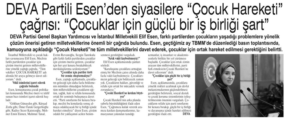 DEVA PARTİLİ ESEN'DEN SİYASİLERE 