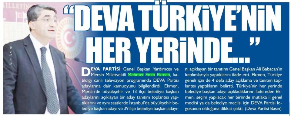 DEVA TÜRKİYENİN HER YERİNDE