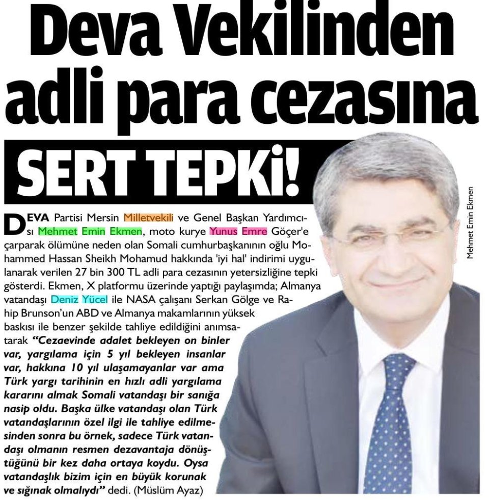 DEVA VEKİLİNDEN ADLİ PARA CEZASINA SERT TEPKİ