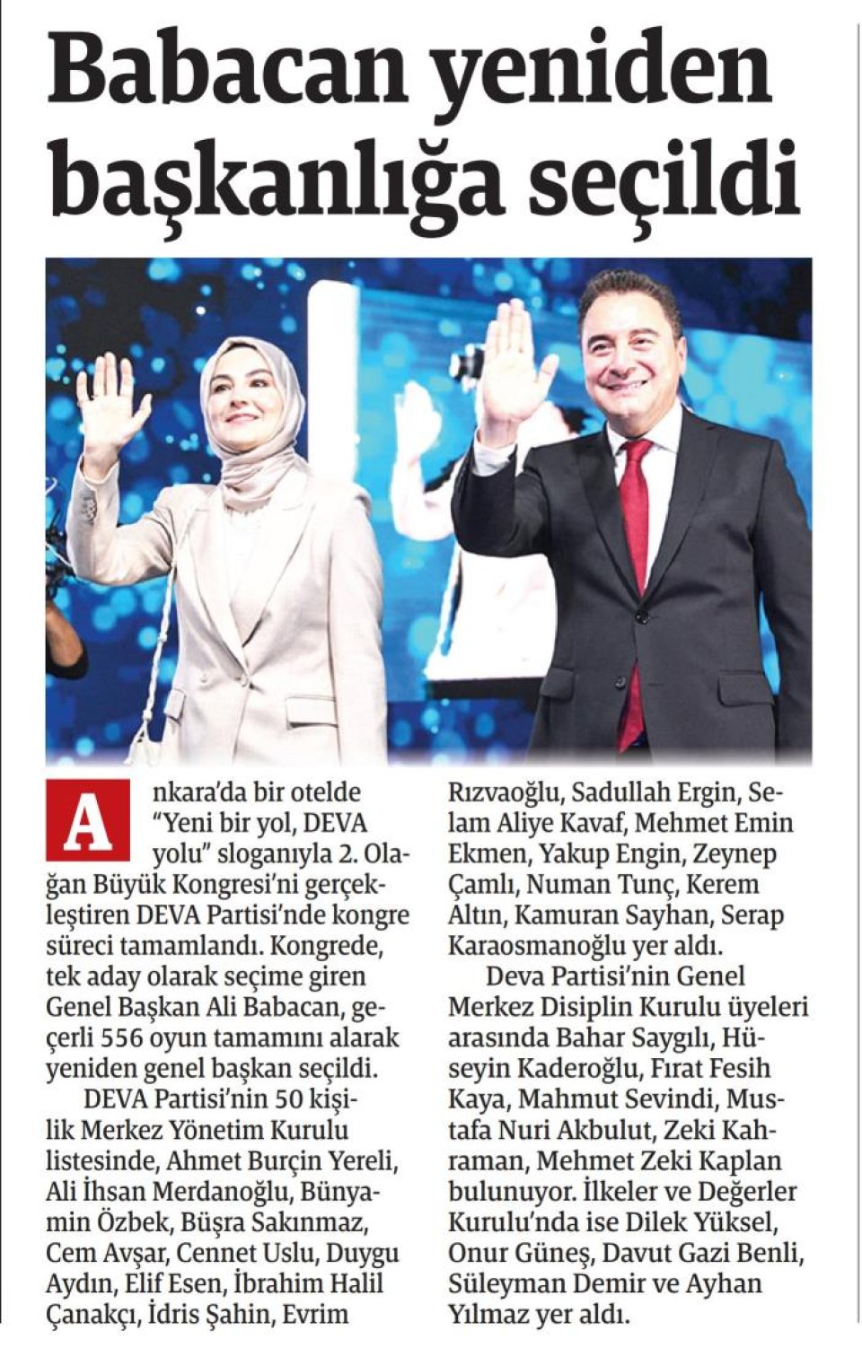 DEVA YENİDEN BABACAN DEDİ