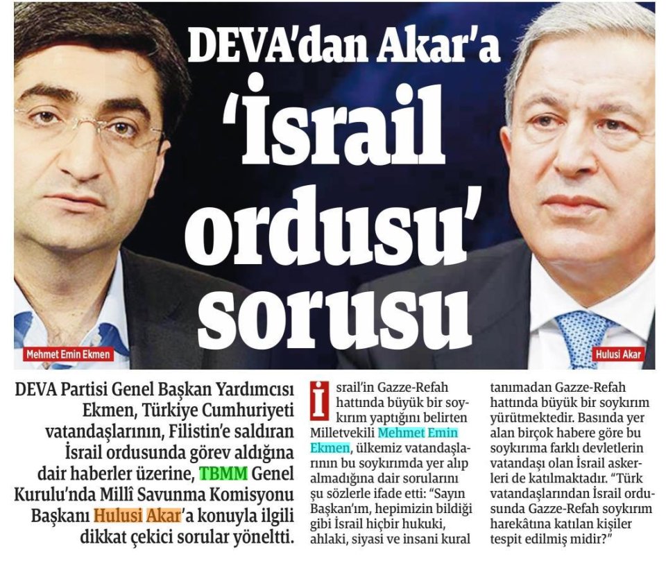 DEVA'DAN AKAR'A İSRAİL ORDUSU SORUSU