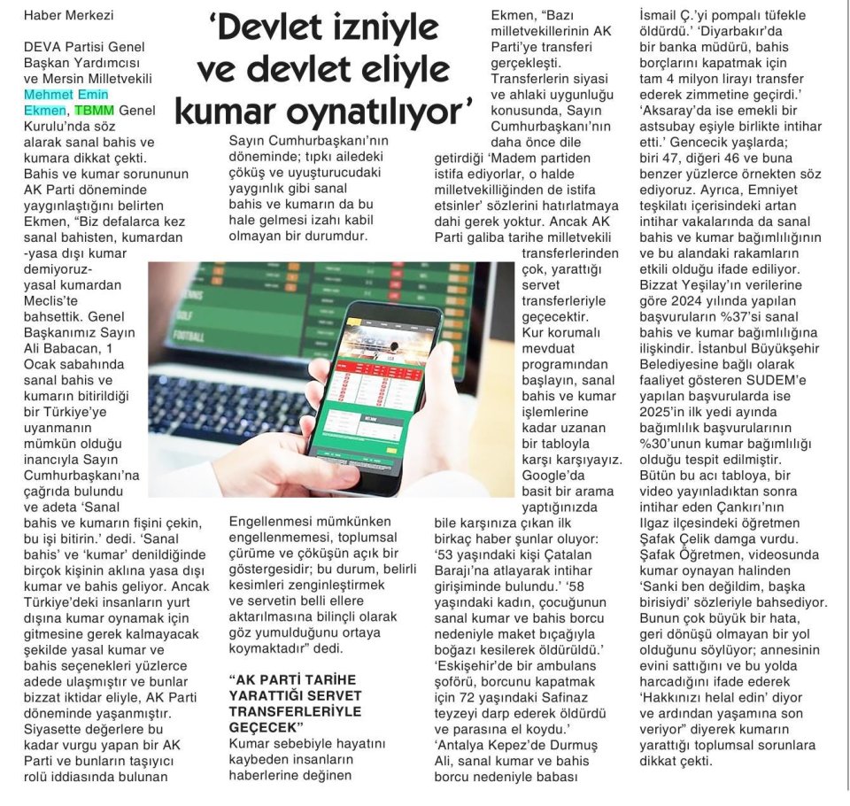 'DEVLET İZNİYLE VE DEVLET ELİYLE KUMAR OYNATILIYOR'