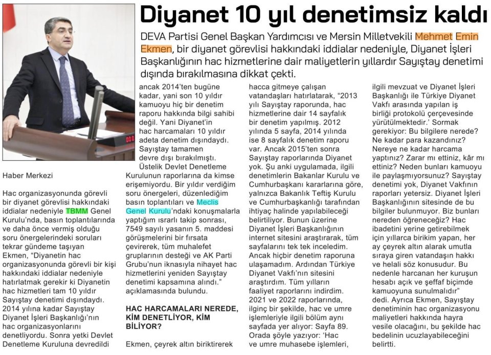 DİYANET 10 YIL DENETİMSİZ KALDI