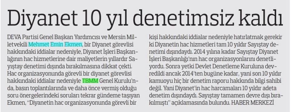 DİYANET 10 YIL DENETİMSİZ KALDI