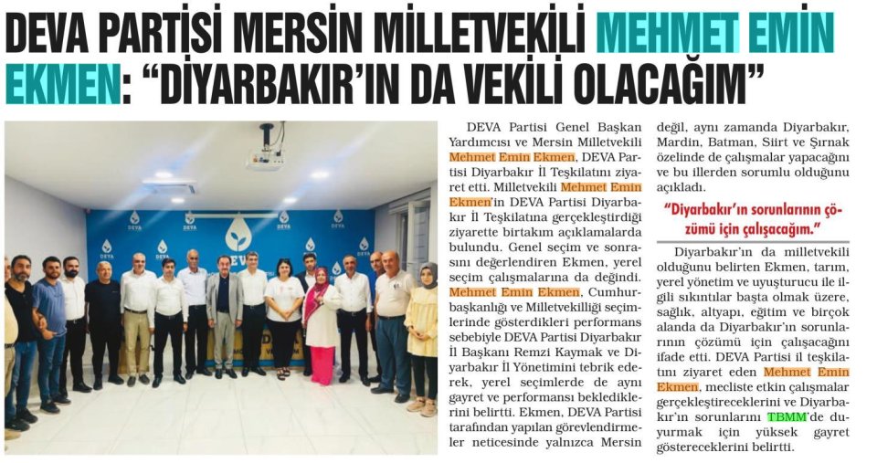 DİYARBAKIR'IN DA VEKİLİ OLACAĞIM