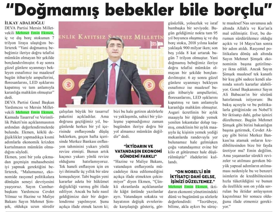 DOĞMAMIŞ BEBEKLER BİLE BORÇLU!