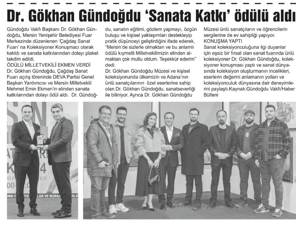 DR. GÖKHAN GÜNDOĞDU 'SANATA KATKI' ÖDÜLÜ ALDI