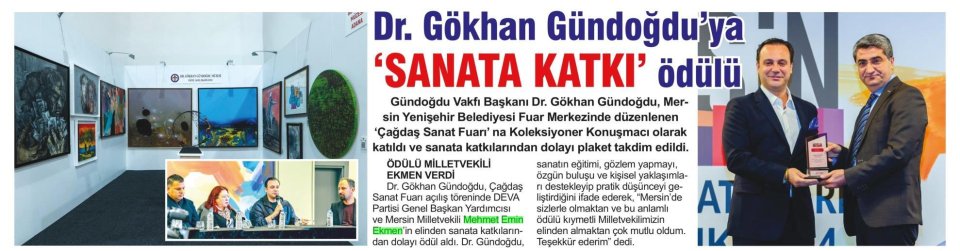 DR. GÖKHAN GÜNDOĞDU YA SANATA KATKI ÖDÜLÜ