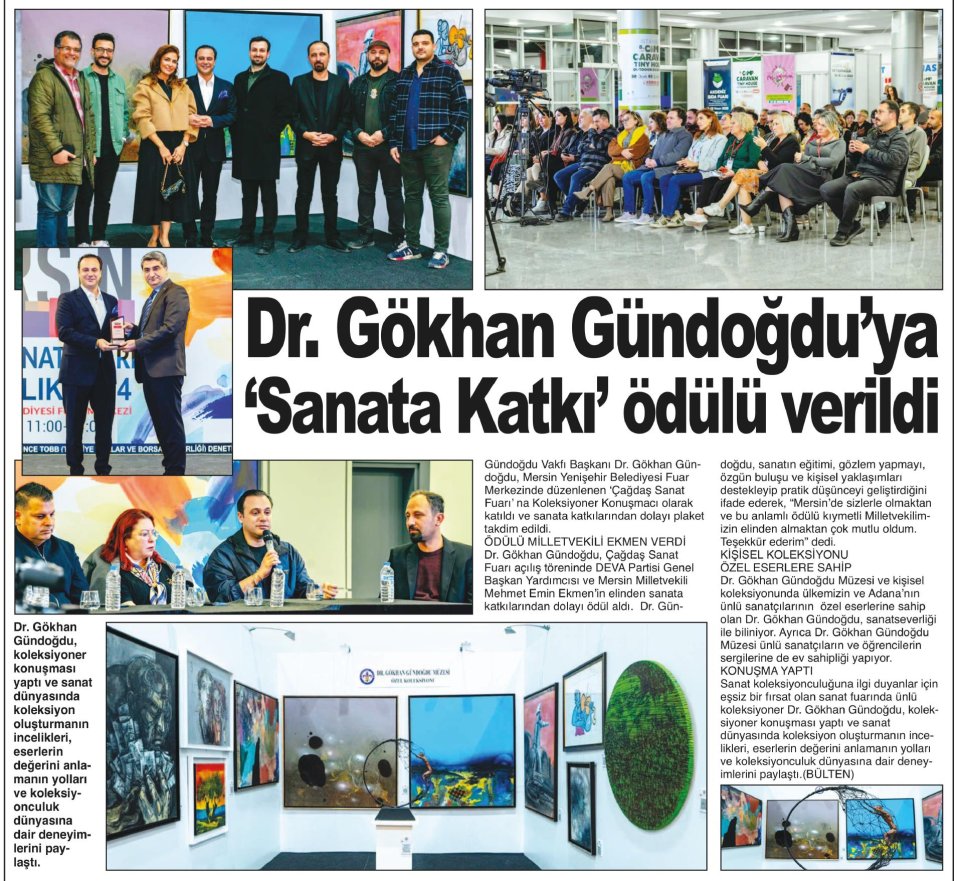 DR. GÖKHAN GÜNDOĞDU YA SANATA KATKI ÖDÜLÜ VERİLDİ