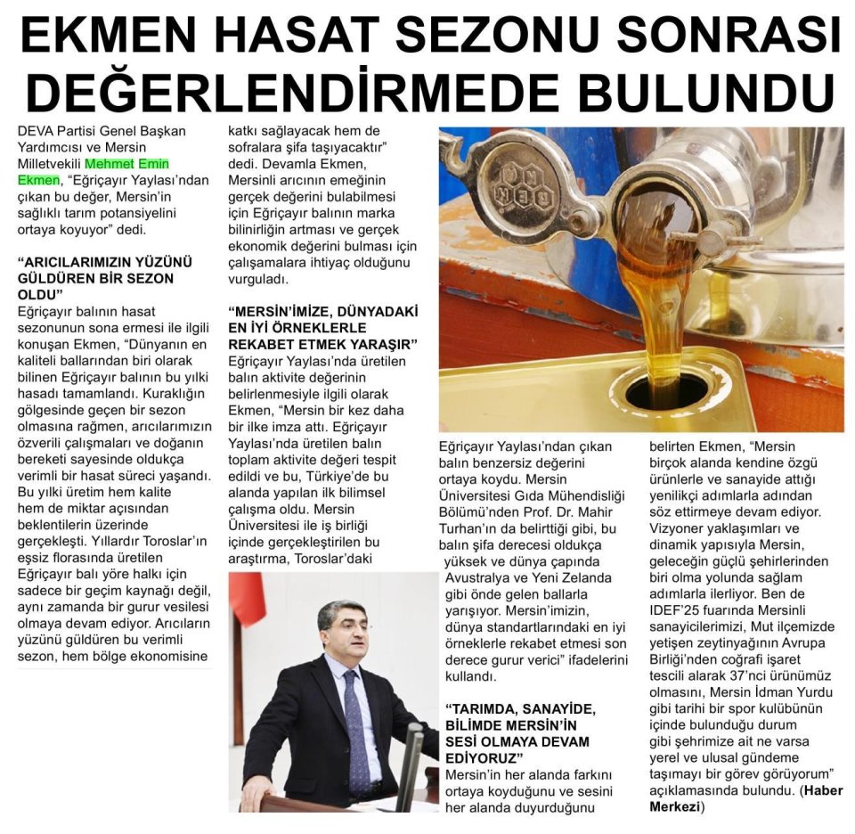 EĞRİÇAYIR YAYLASI MERSİN'İN TARIM POTANSİYELİNİ GÖSTERİYOR
