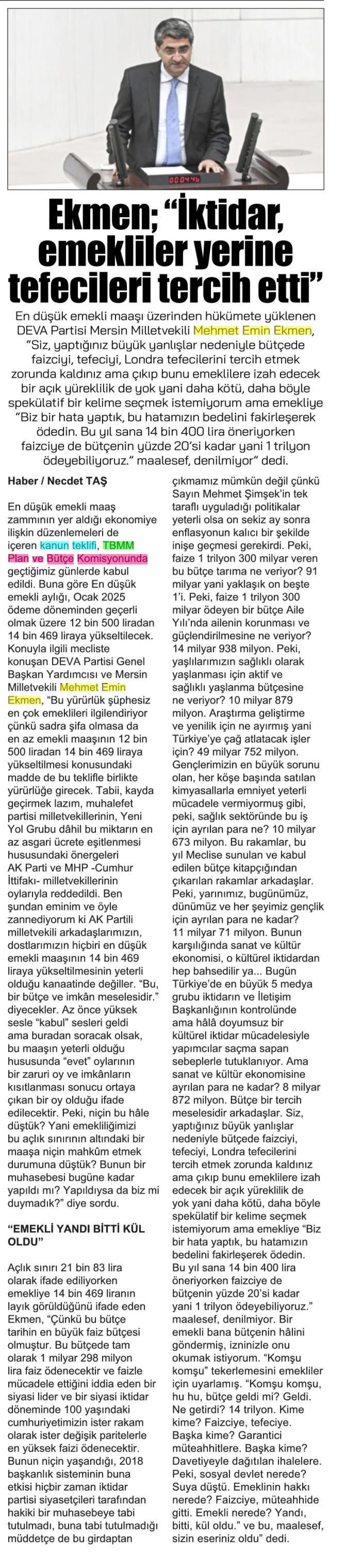 EKMEK; İKTİDAR EMEKLİLER YERİNE TEFECİLERİ TERCİH ETTİ