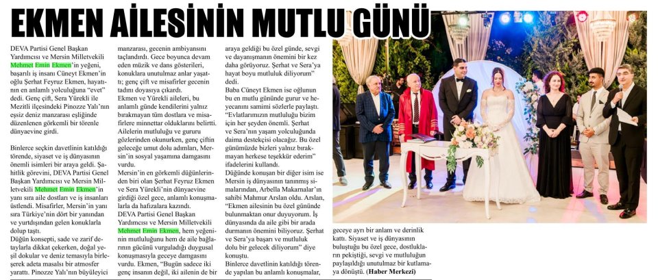 EKMEN AİLESİNİN MUTLULUĞU GÖRKEMLİ TÖRENLE TAÇLANDI