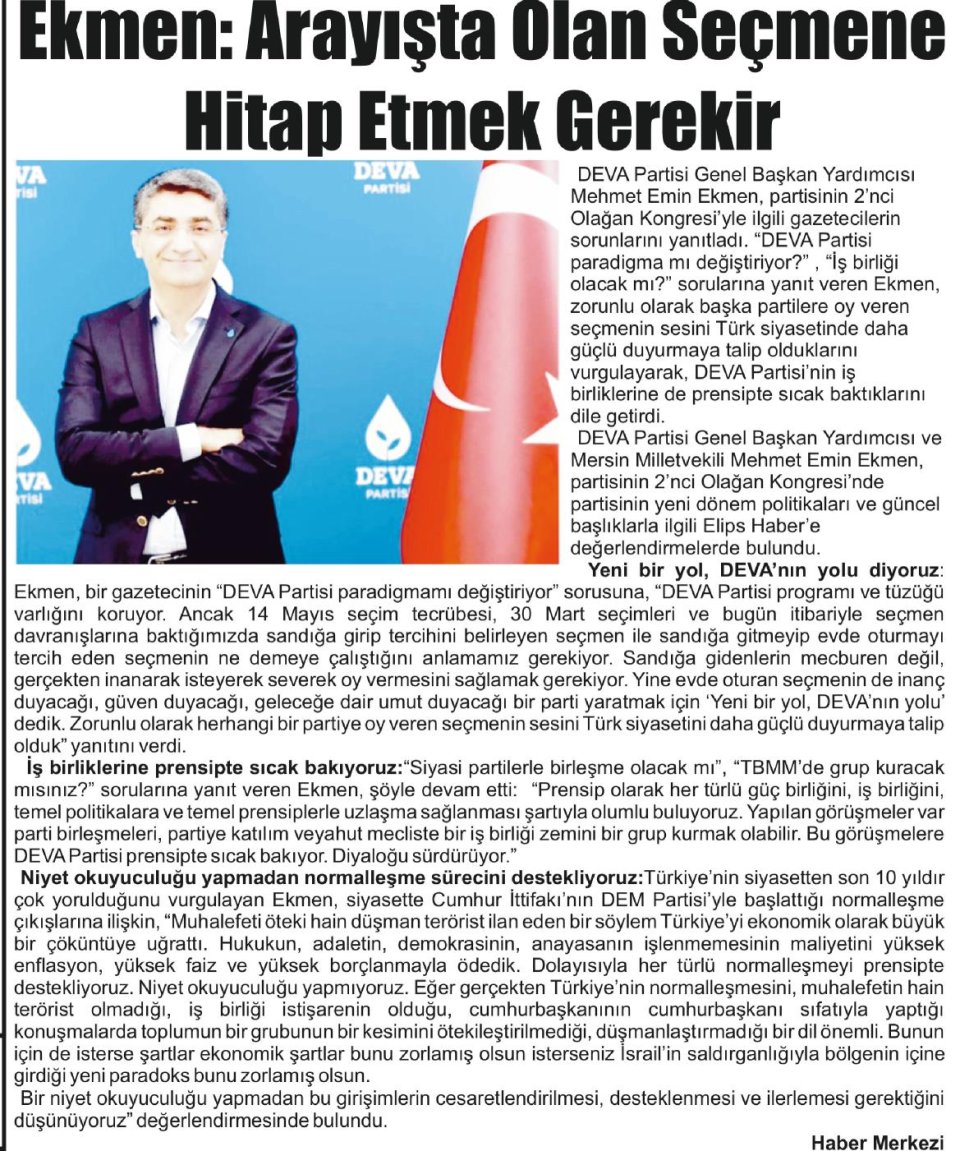EKMEN: ARAYIŞTA OLAN SEÇMENE HİTAP ETMEK GEREKİR