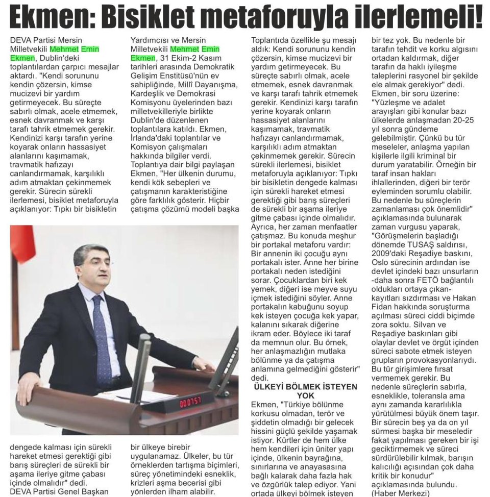 EKMEN,BİSİKLET METAFORUYLA İLERLEMELİ