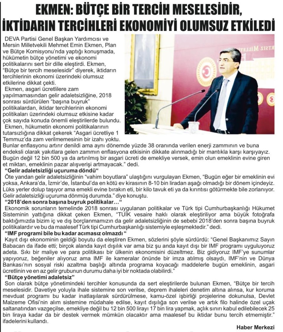 EKMEN: BÜTÇE BİR TERCİH MESELESİDİR, İKTİDARIN TERCİHLERİ EKONOMİYİ OLUMSUZ ETKİLEDİ