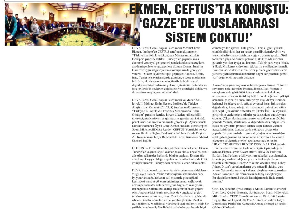 EKMEN, CEFTUS'TA KONUŞTU: 'GAZZE'DE ULUSLARARASI SİSTEM ÇÖKTÜ!'