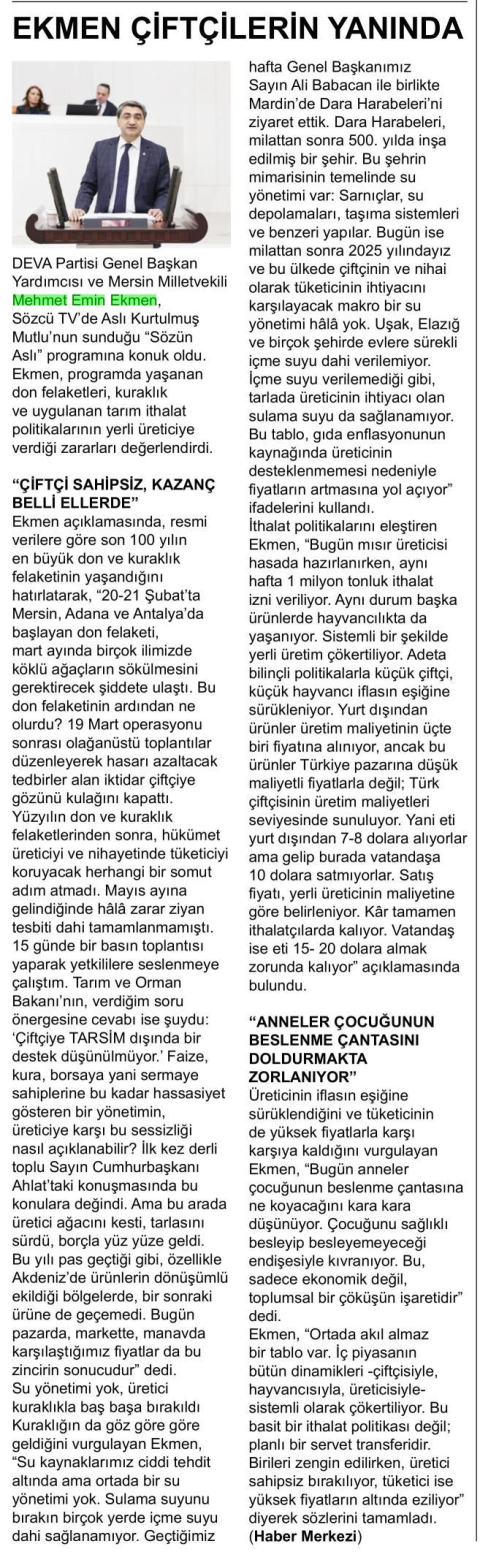 EKMEN ÇİFTÇİLERİN YANINDA