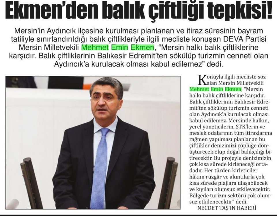 EKMEN DEN BALIK ÇİFTLİĞİ TEPKİSİ!