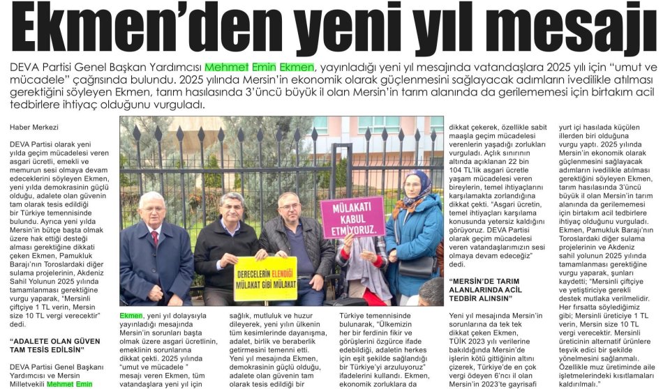 EKMEN DEN YENİ YIL MESAJI