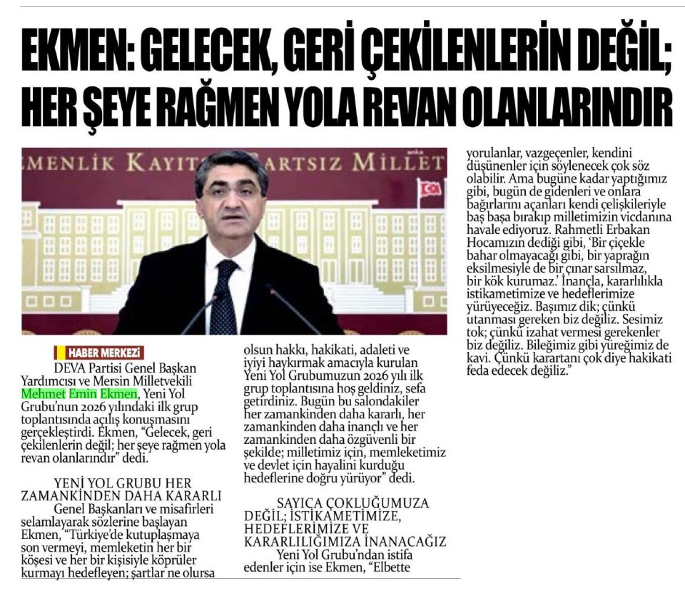 EKMEN,GELECEK GERİ ÇEKİLENLERİN DEĞİL,HER ŞEYE RAĞMEN YOLA REVAN OLANLARINDIR