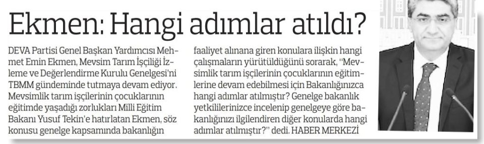 EKMEN: HANGİ ADIMLAR ATILDI