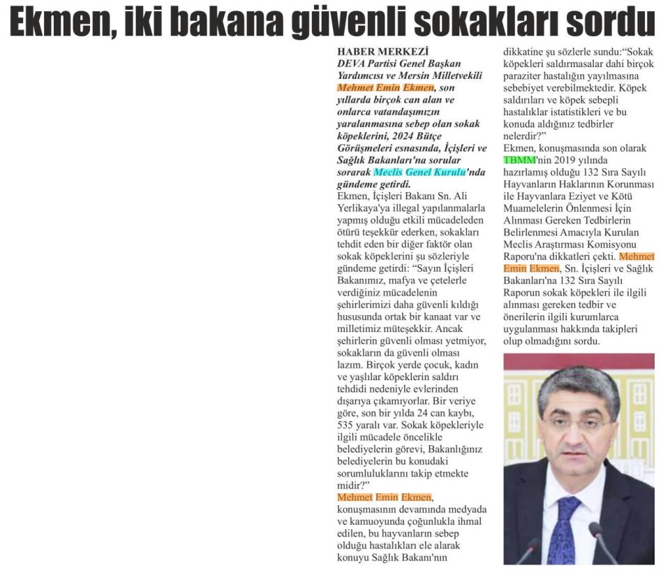 EKMEN, İKİ BAKANA GÜVENLİ SOKAKLARI SORDU
