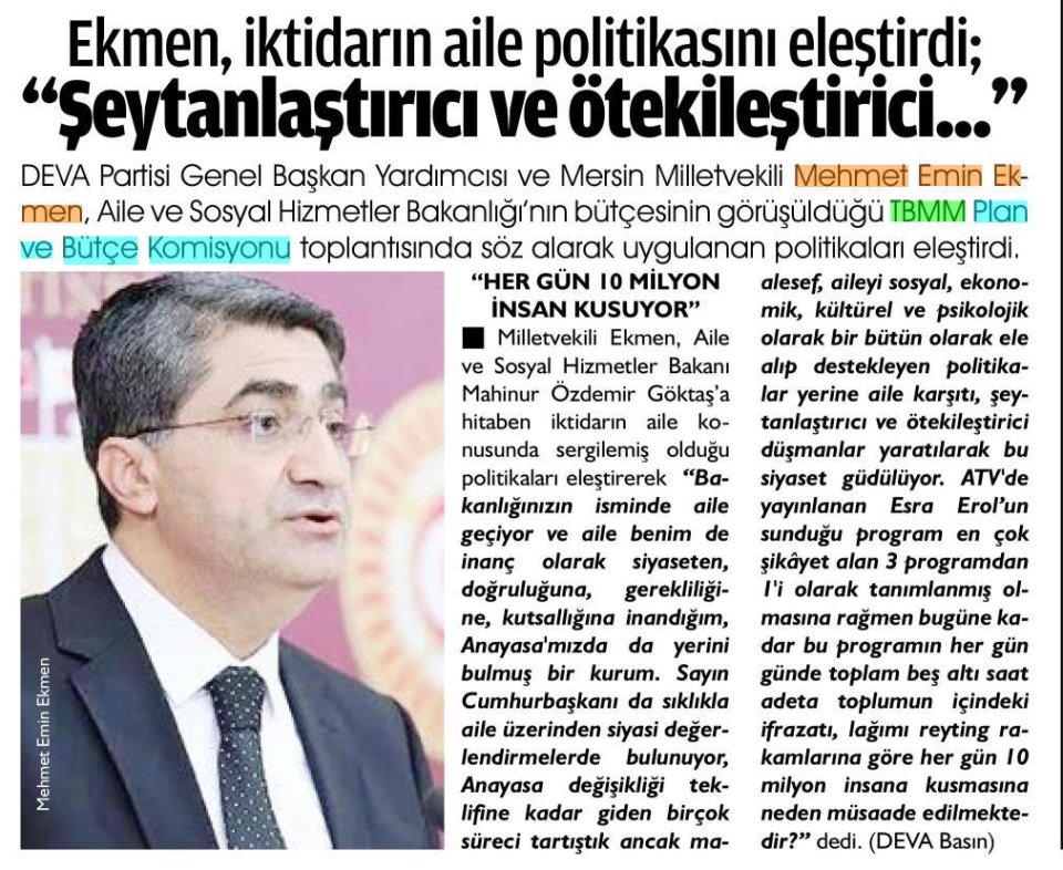 EKMEN, İKTİDARIN AİLE POLİTİKASINI ELEŞTİRDİ; ''ŞEYTANLAŞTIRICI VE ÖTEKLİLEŞTİRİCİ...''