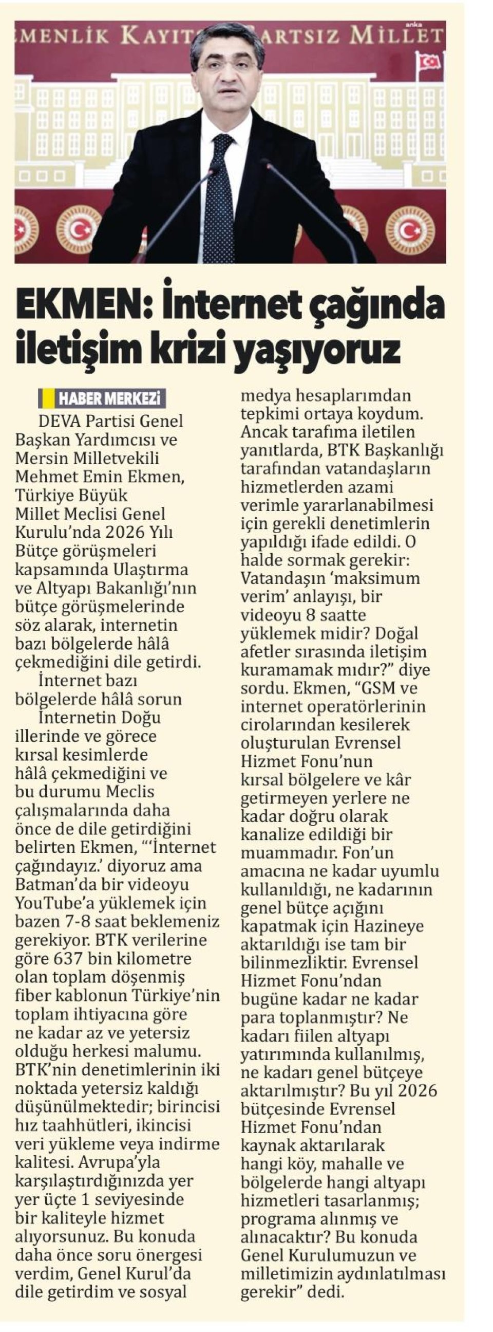 EKMEN: İNTERNET ÇAĞINDA İLETİŞİM KRİZİ YAŞIYORUZ