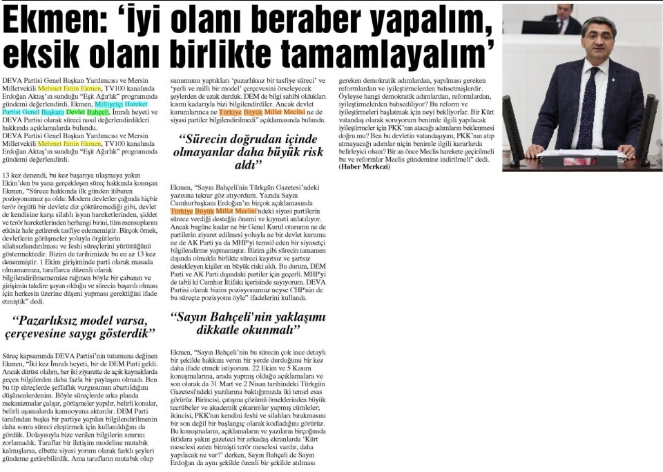  EKMEN. İYİ OLANI BERABER YAPALIM, EKSİK OLANI BİRLİKTE TAMAMLAYALIM